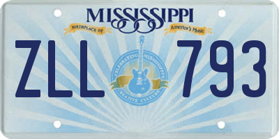 MS license plate ZLL793