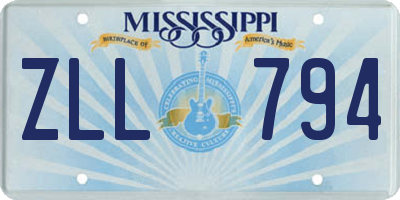 MS license plate ZLL794