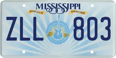 MS license plate ZLL803