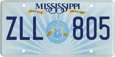 MS license plate ZLL805