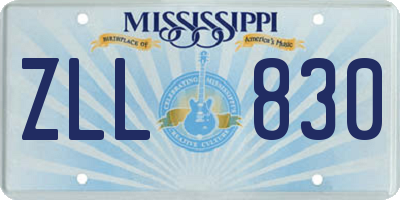 MS license plate ZLL830