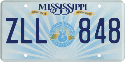 MS license plate ZLL848