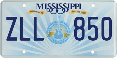 MS license plate ZLL850