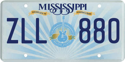 MS license plate ZLL880
