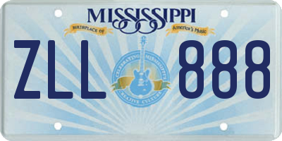 MS license plate ZLL888