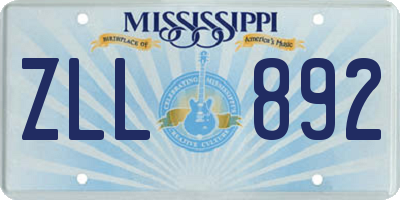MS license plate ZLL892