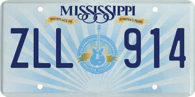 MS license plate ZLL914