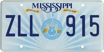 MS license plate ZLL915