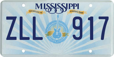 MS license plate ZLL917