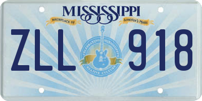 MS license plate ZLL918