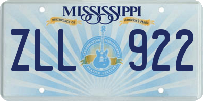 MS license plate ZLL922