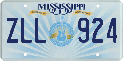 MS license plate ZLL924