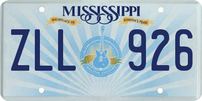 MS license plate ZLL926