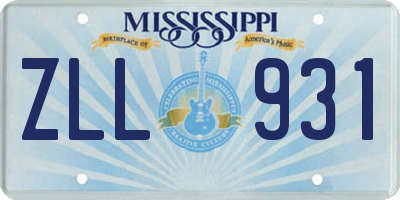 MS license plate ZLL931