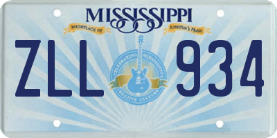 MS license plate ZLL934