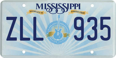 MS license plate ZLL935
