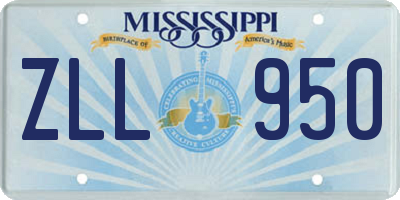 MS license plate ZLL950