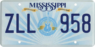 MS license plate ZLL958
