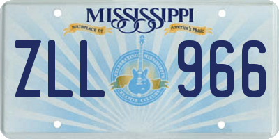 MS license plate ZLL966