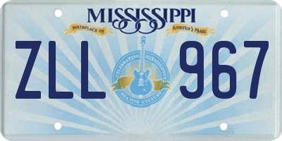MS license plate ZLL967