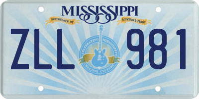 MS license plate ZLL981