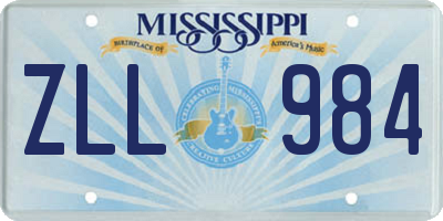 MS license plate ZLL984