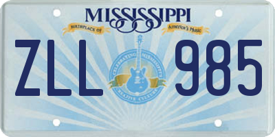 MS license plate ZLL985