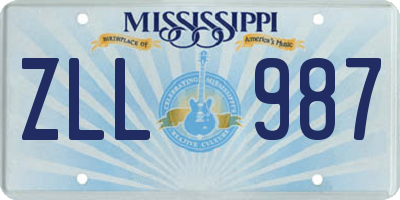 MS license plate ZLL987