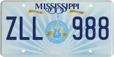 MS license plate ZLL988