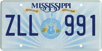 MS license plate ZLL991