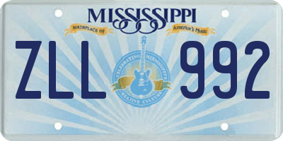 MS license plate ZLL992