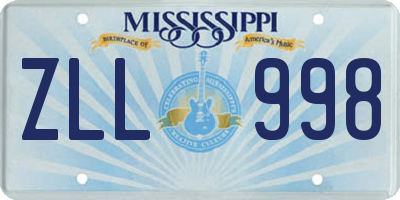 MS license plate ZLL998