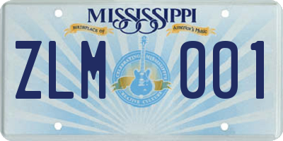 MS license plate ZLM001