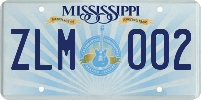MS license plate ZLM002