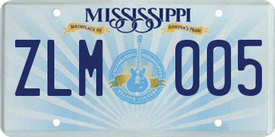 MS license plate ZLM005
