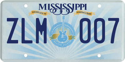MS license plate ZLM007