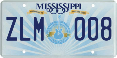 MS license plate ZLM008