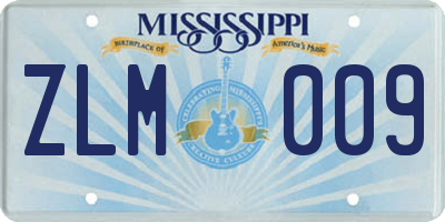 MS license plate ZLM009