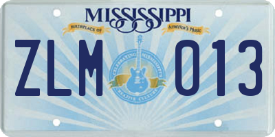 MS license plate ZLM013