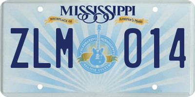 MS license plate ZLM014