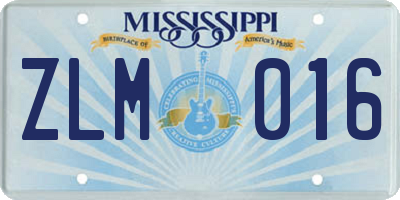 MS license plate ZLM016