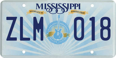 MS license plate ZLM018