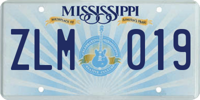 MS license plate ZLM019