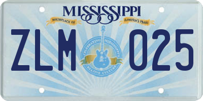 MS license plate ZLM025
