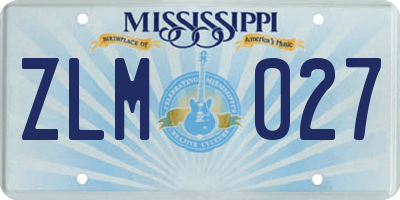 MS license plate ZLM027