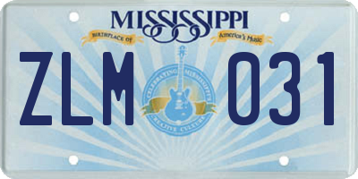 MS license plate ZLM031
