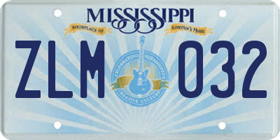MS license plate ZLM032