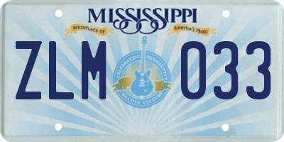 MS license plate ZLM033