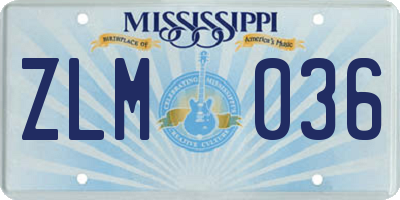 MS license plate ZLM036
