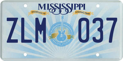 MS license plate ZLM037
